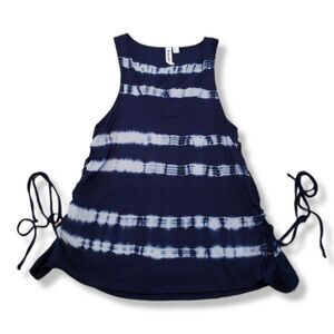 Others Follow Top Size Small Stripe Tye Dyed Tank Top T-Shirt Blue Side Hip Tie